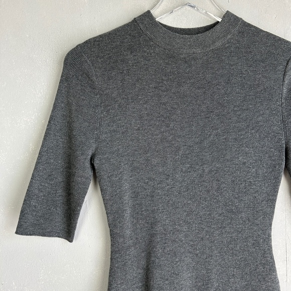 ADAY size M Like a Glove bodysuit high neck short sleeve gray merino wool blend - Picture 3 of 11